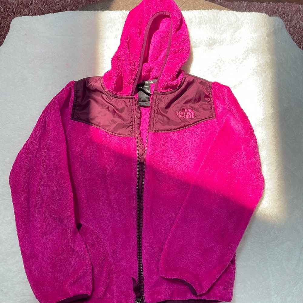 Hot pink girls north face sweater